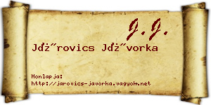 Járovics Jávorka névjegykártya